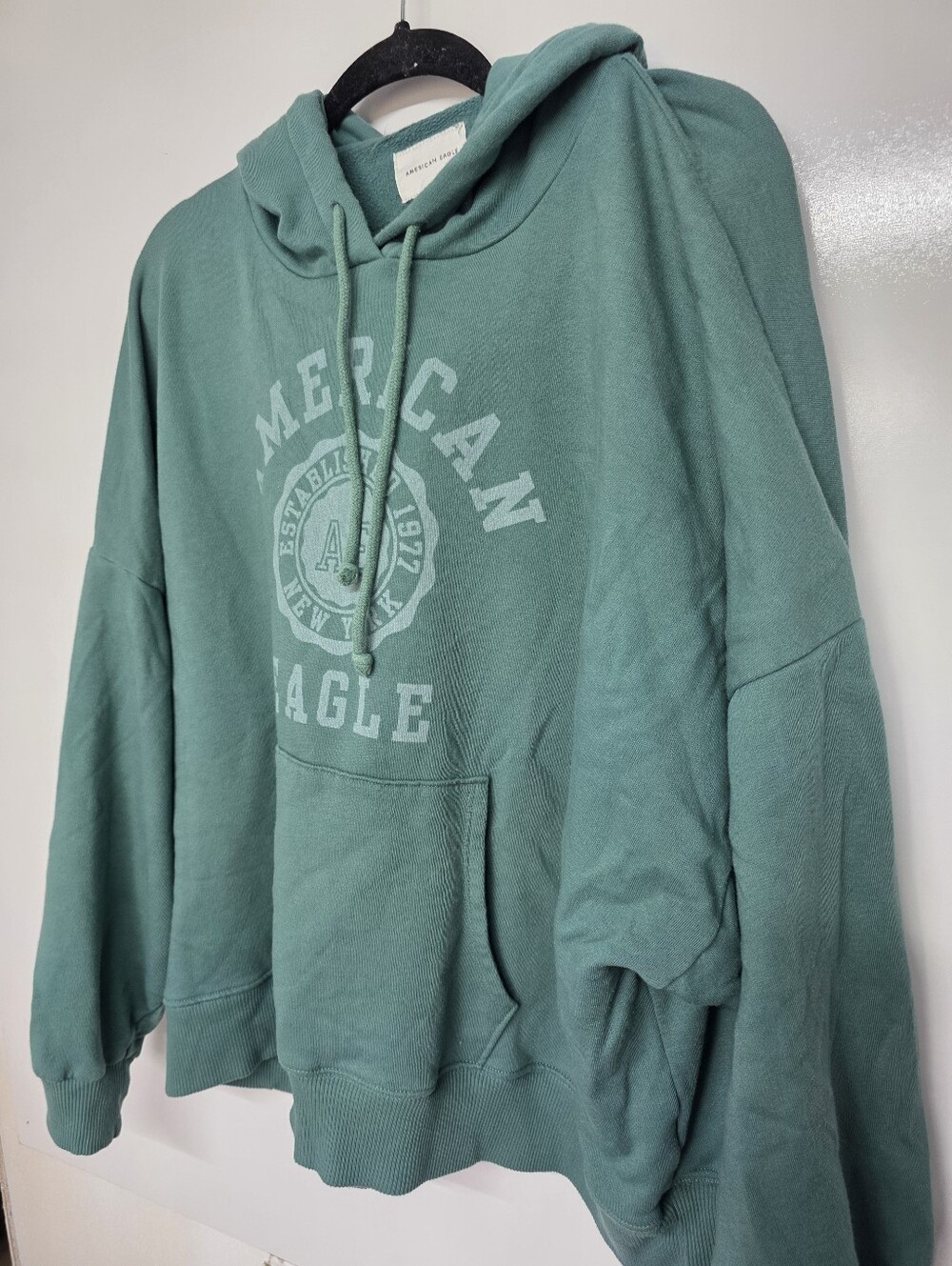 American Eagle Hoodie Womens XL Green Good Oversized Graphic Pullover Sweatshirt